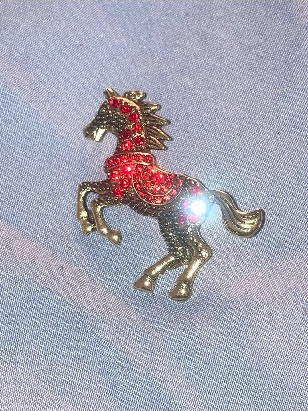 Red Jeweled Horse Brooch